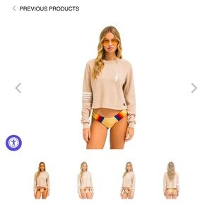 NWT AVIATOR NATION BOLT RUGBY STITCH CROPPED CREW SWEATSHIRT